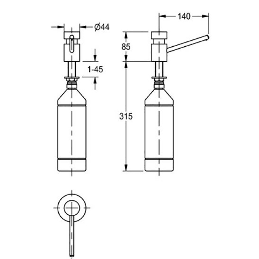 Liquid soap dispenser, polished chrome The Sanitaryware Company