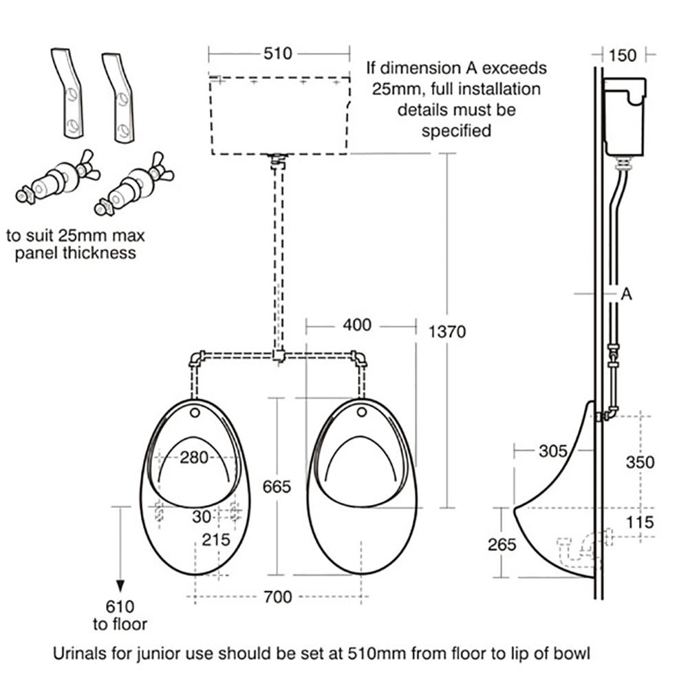 Armitage Shanks Contour 21 concealed trap urinal The Sanitaryware Company