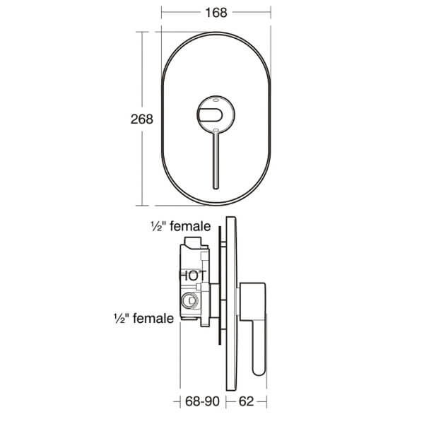 A4129AA_Armitage Shanks_Countour21 Shower Valve_Dims