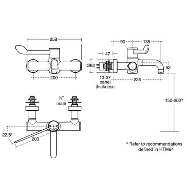 A6682AA_Armitage Shanks_Health Care Tap Removable_Dims