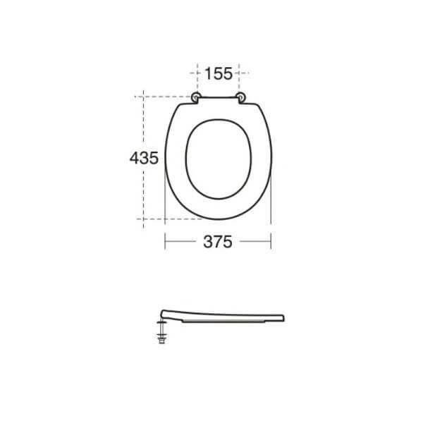 S4066RN_Armitage Shanks_Toilet Seat with Retaining Buffers_Dims
