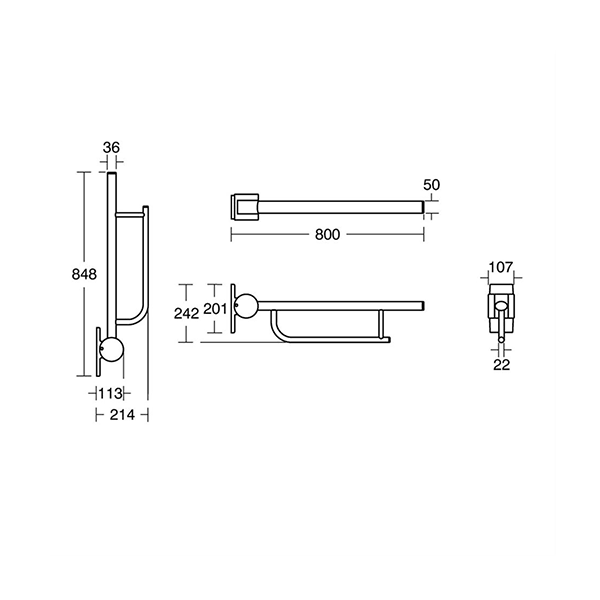 S6360RN_Armitage Shanks_Hinged Grab Rails 800mm_Dims