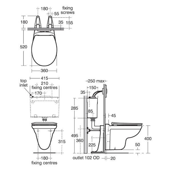 V391001_Armitage Shanks_Sandringham WH Toilet_Dims